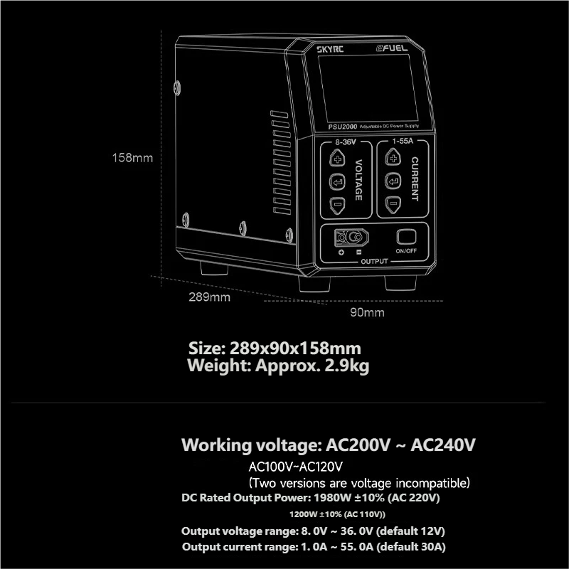 SKYRC PSU2000 1980W Adjustable - Drone Battery reseña y precio
