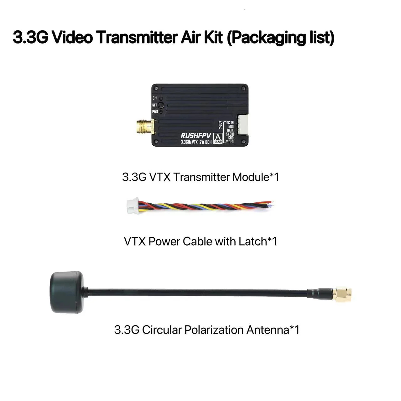 RUSHFPV 3.3G 2W VTX Transmitte - Drone Antenna reseña y precio